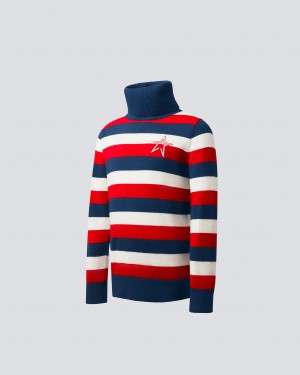 Perfect Moment A Rayas Merino Lana Sueter Azul Marino | 15904-AZNU