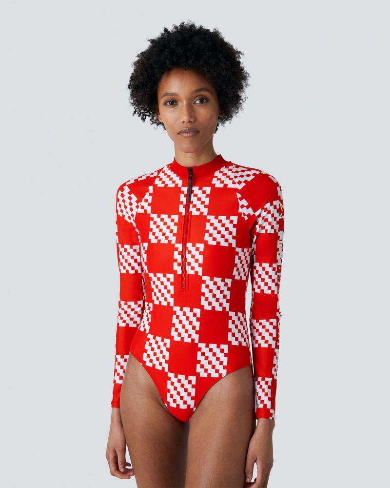Perfect Moment Block Check PM Half-Zip Spring Suit Rojas | 97243-ASZV