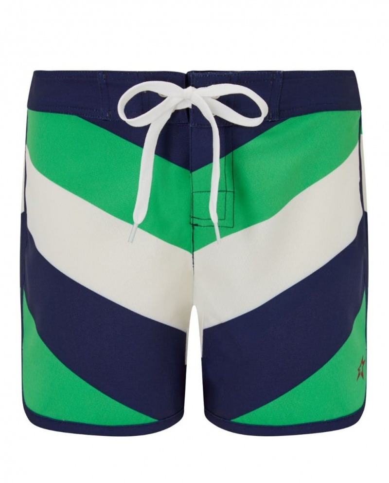 Perfect Moment Chevron Drawstring Board Shorts Azul Marino Verde Blancas Rayadas | 35290-HWRF