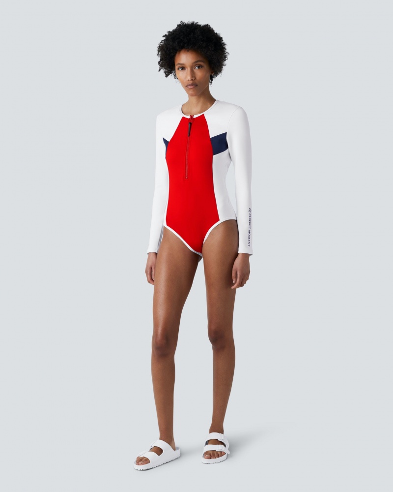 Perfect Moment Chevron Wetsuit Blancas Rojas | 97348-AQID