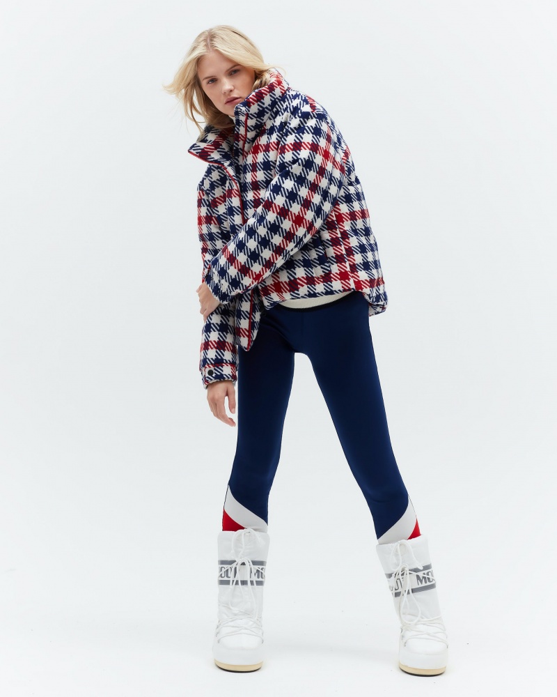 Perfect Moment Gingham Lana-Blend Down Jacket Blancas | 97861-IYML