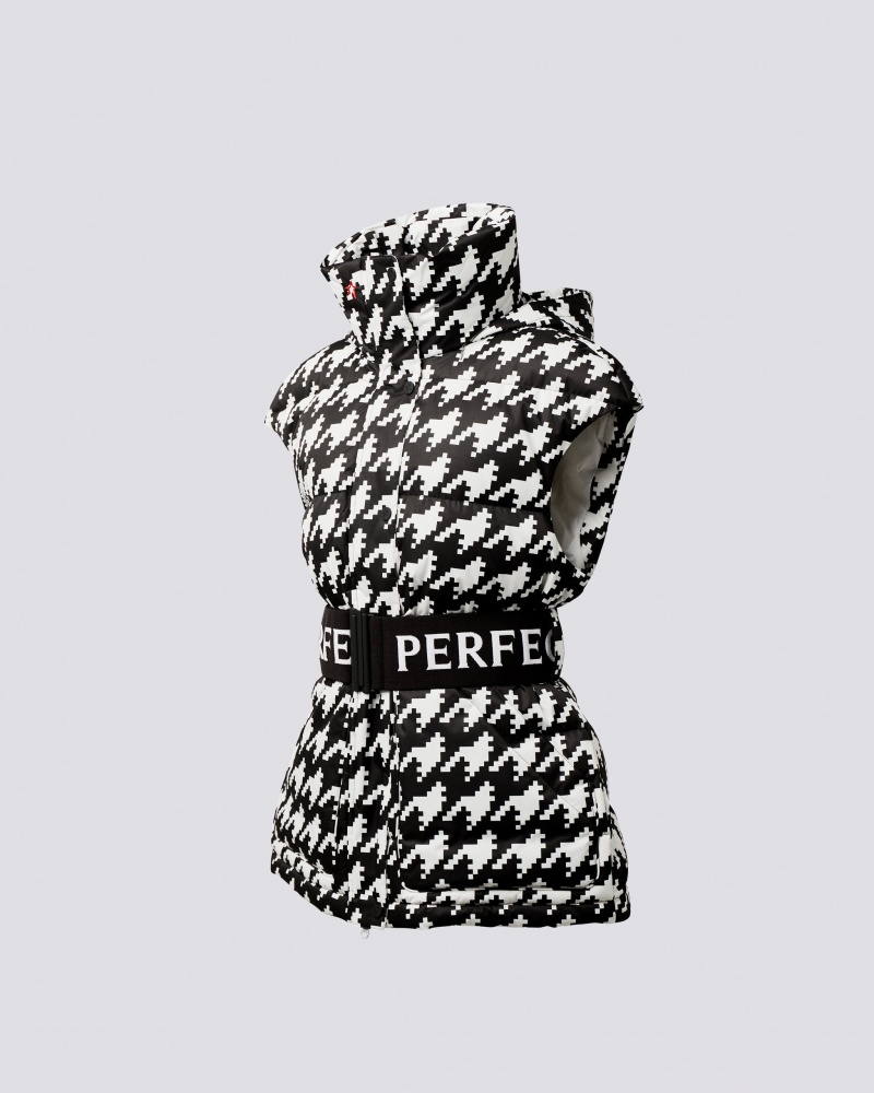 Perfect Moment Houndstooth Oversized Vest II Negras Blancas | 15289-XOJC